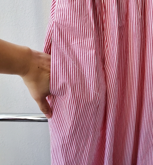 J. Crew Blogger Red Stripe Ruffle Midi Frill Dress - Picture 4 of 6